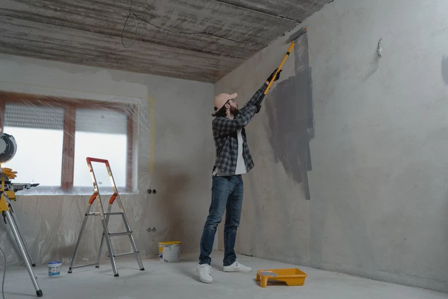 Tradesperson finishing an interior on site