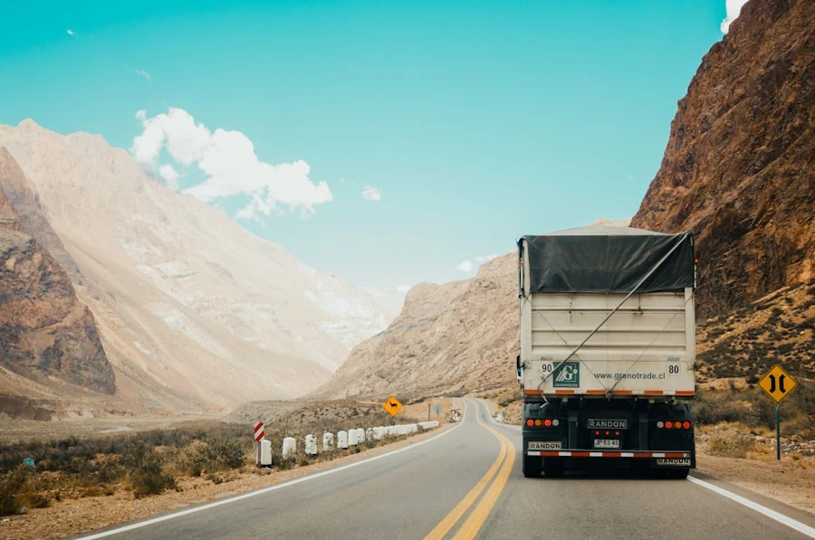 Company truck on the road