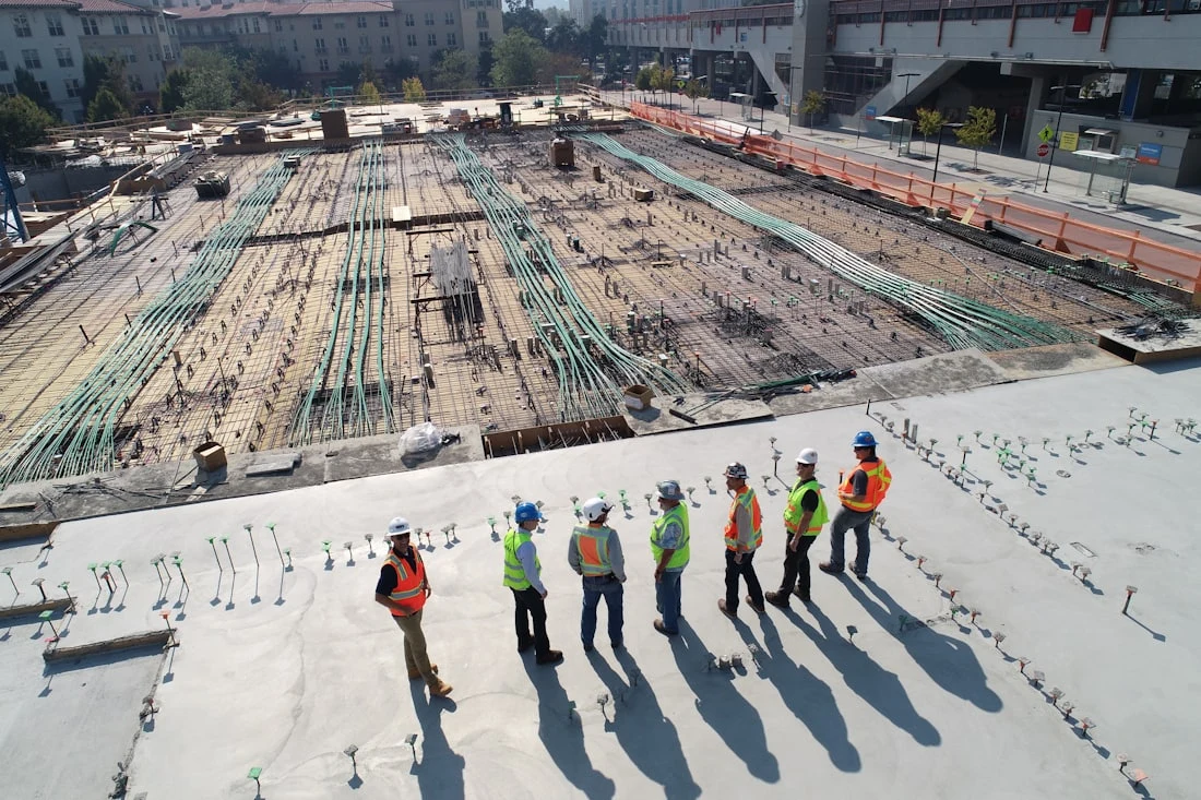 Aerial view of an active construction site