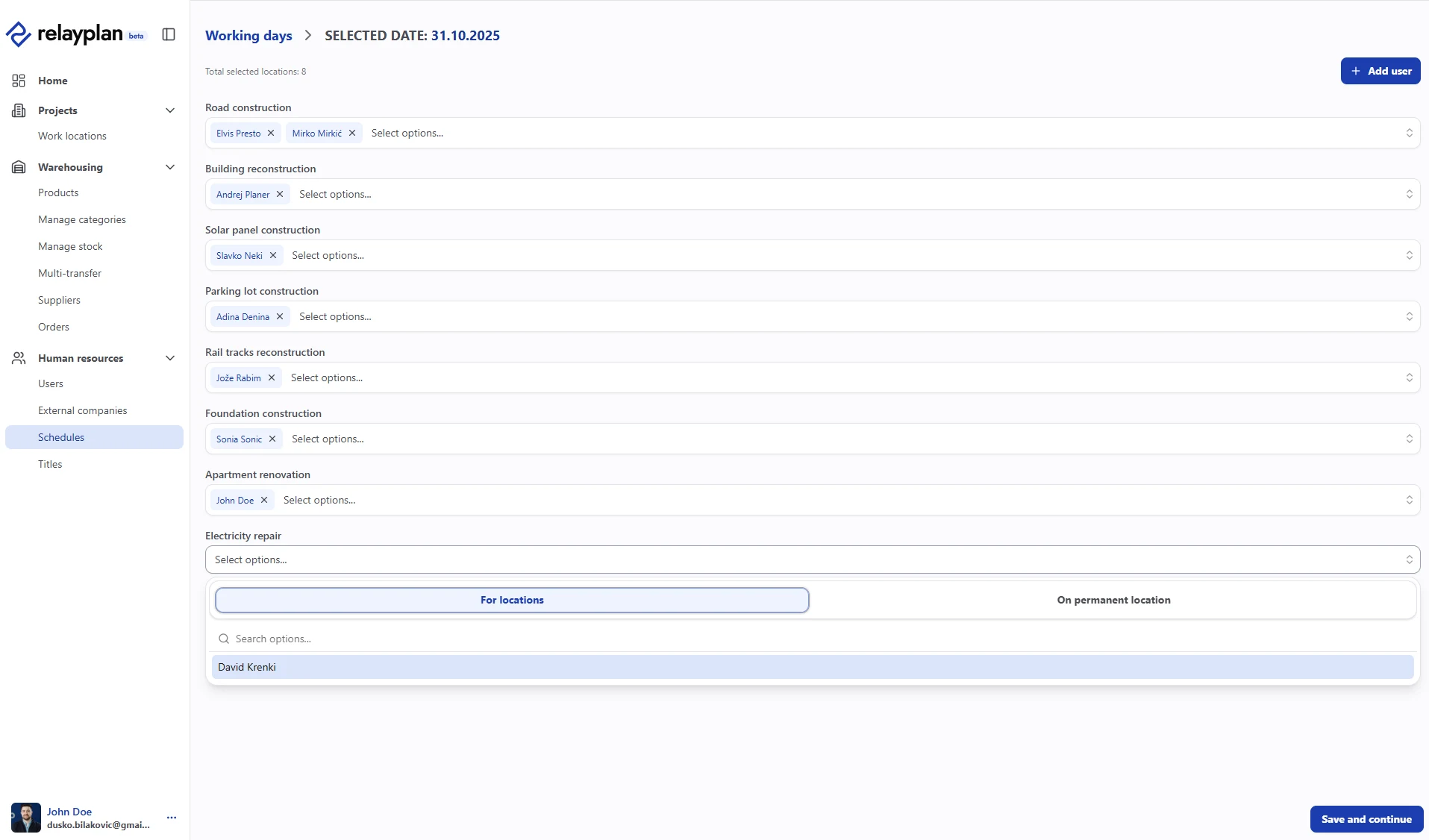 Editing assignments and schedules in RelayPlan