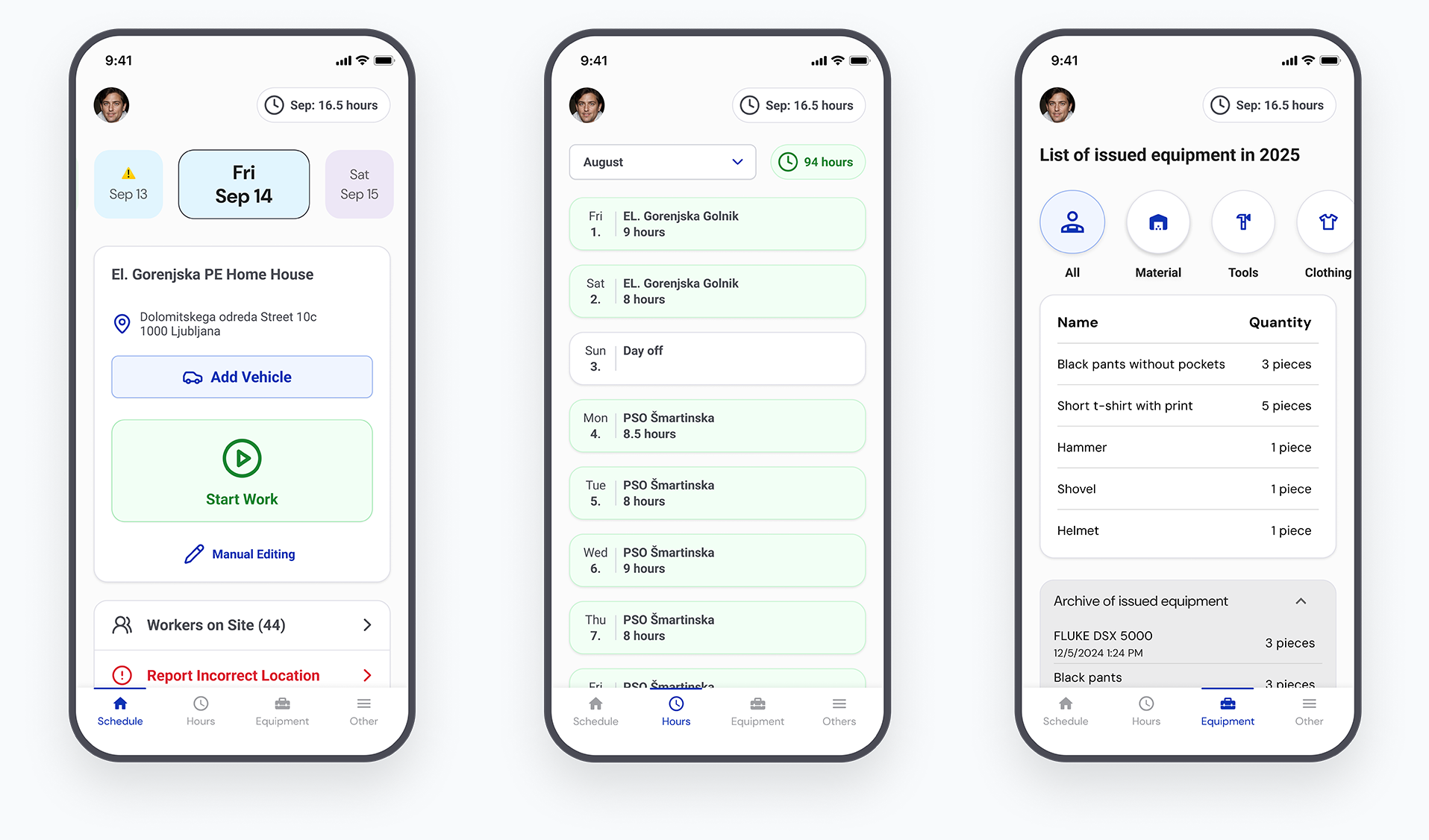Mobile app – time registration