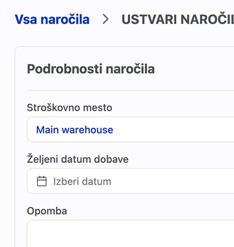 Naročanje materiala in opreme slika 2