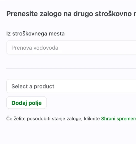 Upravljanje projektov oz. stroškovnih mest slika 2